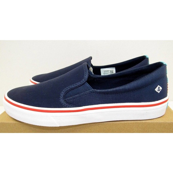 Womens Sperry Top-Sider Crest Twin Gore Twisted Navy Textile Slip-On Sneaker NWT - Picture 2 of 5